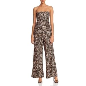 NWT LIKELY Emilie Wide Leg Strapless Jumpsuit Leopard 0
